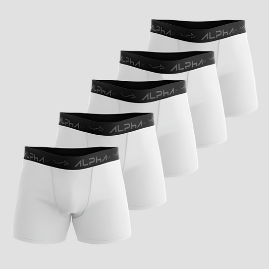 Kit 5 Cuecas Boxer Cotton Branca - Alpha Co