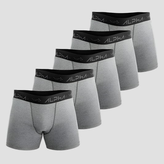 Kit 5 Cuecas Boxer Cotton Mescla Cinza - Alpha Co