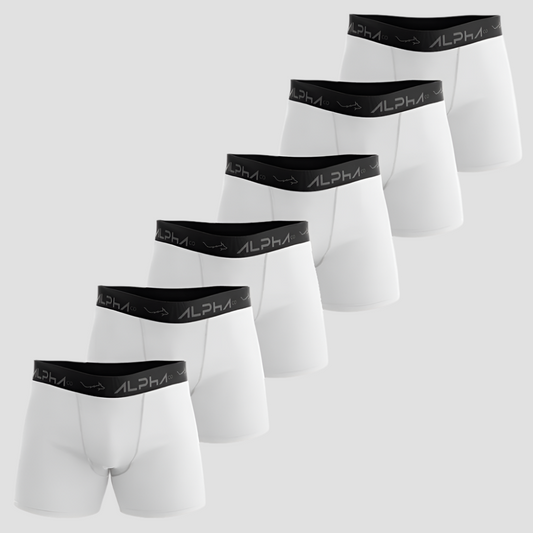 Kit 6 Cuecas Boxer Cotton Branca - Alpha Co