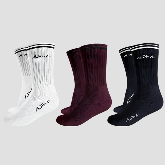 Kit 3 Meias Masculinas Cano Médio Alpha Co - Branco/Bordo/Marinho