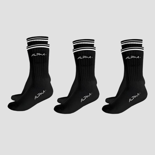 Kit 3 Meias Masculinas Cano Médio Alpha Co - Preto