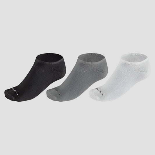 Kit 3 Meias Masculinas Cano Curto Alpha Co - Branco/Cinza/Preto