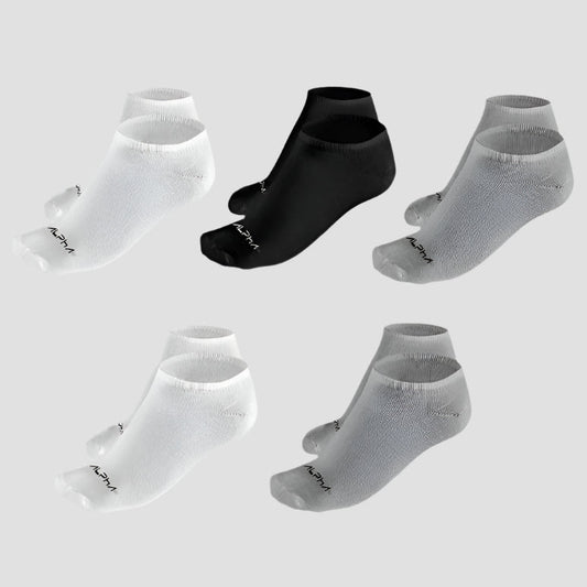 Kit 5 Meias Unissex Cano Curto Alpha Co Cor:Branco/Cinza/Preto