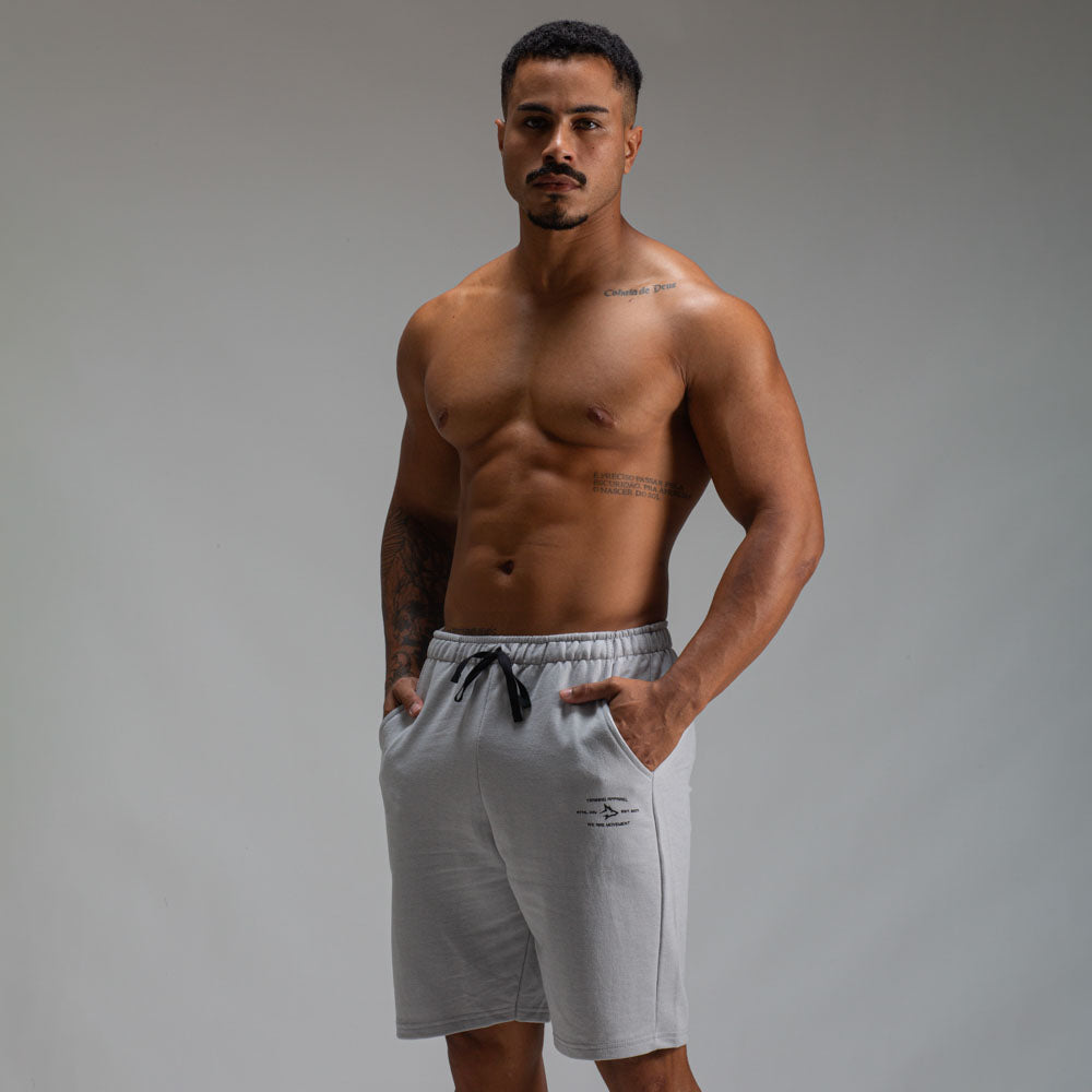 Bermuda Moletom Athletic Cinza
