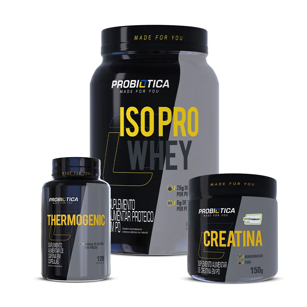 KIT EMAGRECIMENTO: Thermogenico 120caps +Creatina Creapure 150g + Iso Pro Whey 900g