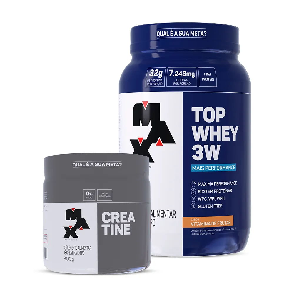 Kit Creatina 300g + Top Whey 3W + Performance 900g
