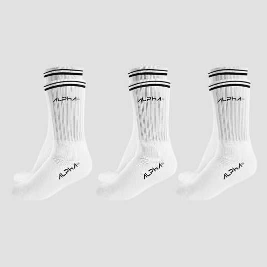 Kit 3 Meias Masculinas Cano Médio Alpha Co - Branco