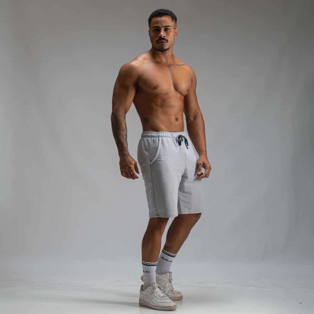 Bermuda Moletom Athletic Cinza